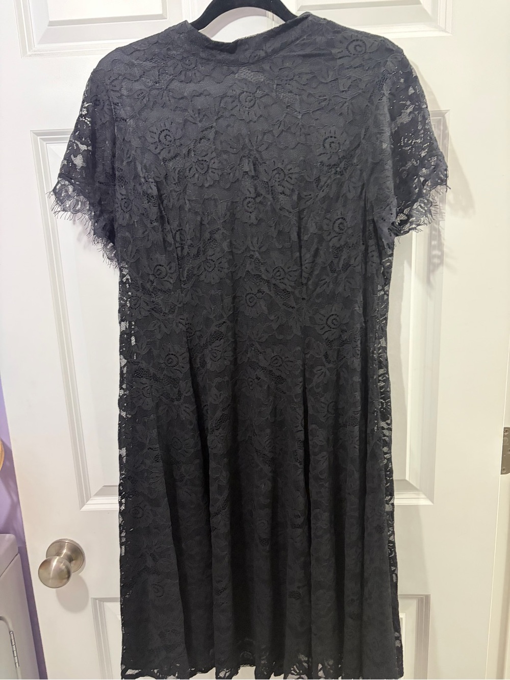 Torrid Black Lace Midi Dress w/ Short Lace Sleeves & Opening in Back NWT